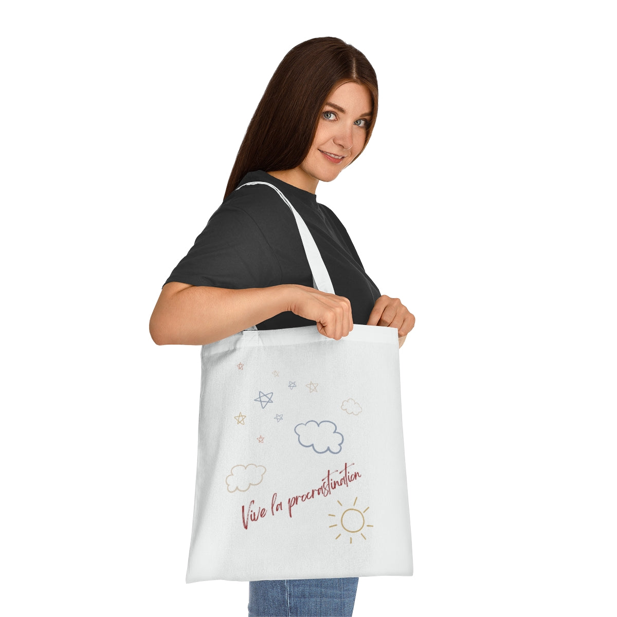 Head in the clouds procrastination cotton tote