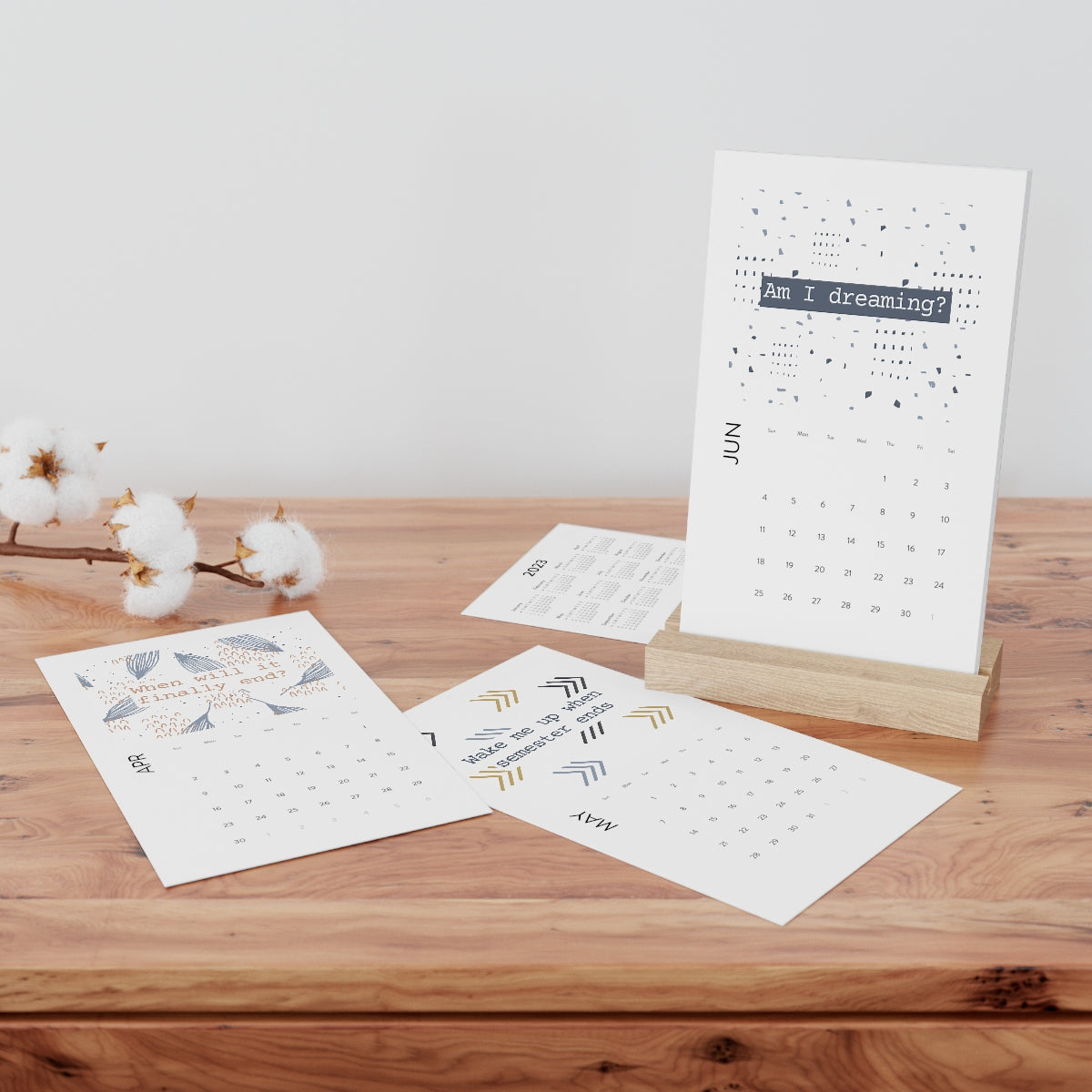 Semester Ends Vertical Desk Calendar (2023)